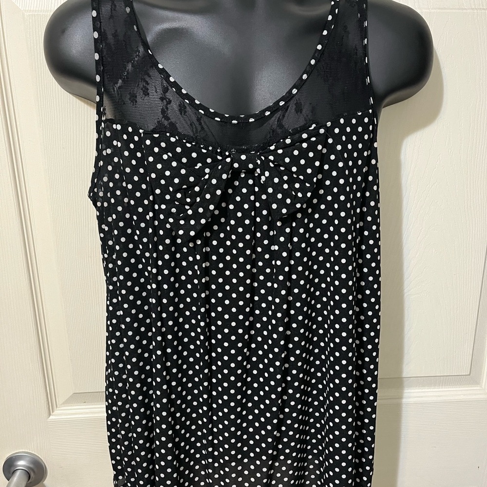 Ivy Rose Black Floral Lace Top W/Bow Detail 1X